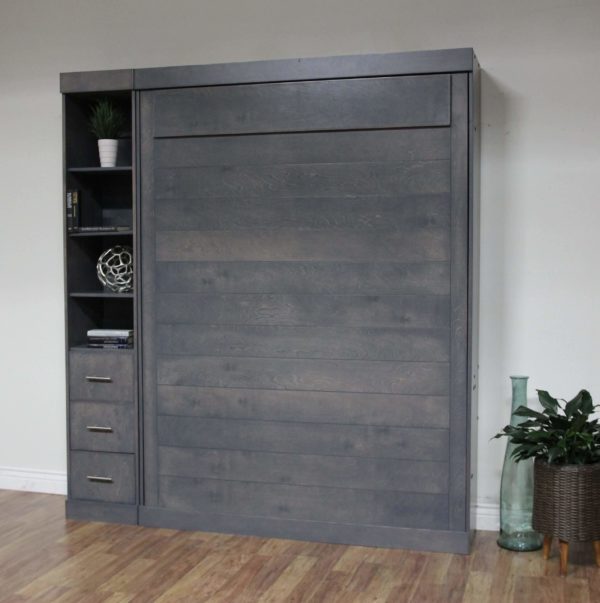 Fallbrook Closed Dark Grey Wall Bed with Side Pier