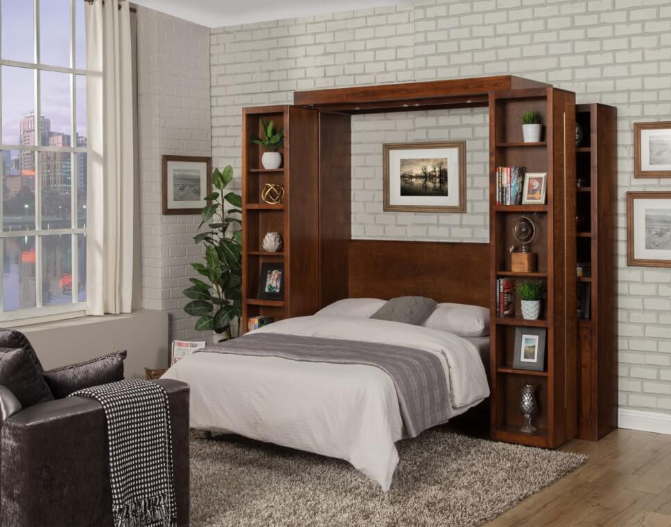 Library Open wall bed - Reno murphy bed showroom